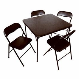 Table &Chair Set, Black Metal & Vinyl, 5-Pc.