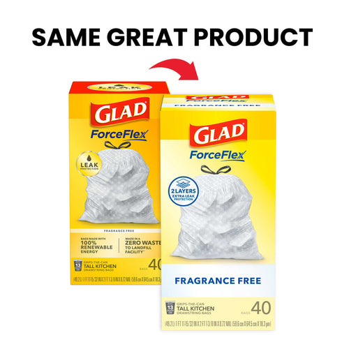 Glad Kitchen ForceFlex Bags Fragrance Free (13 Gallon - 40 Bags)