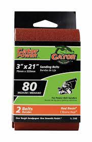 Gator Aluminum Oxide Sanding Belts (3 X 18 80 Grit 2 Pack)