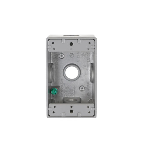 Bell 1-Gang Weatherproof Box, Five 1/2 in. Threaded Outlets, Gray