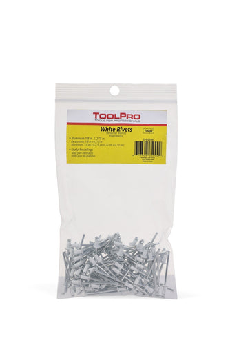 ToolPro Rivets - 1/8 in. White Aluminum Pull Rivets - 100 Pack