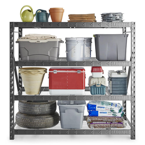 Gladiator 77 Wide Heavy Duty Rack With Four 24 Deep Shelves (77 width x 72 height x 24 depth)