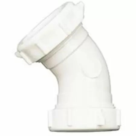 Plumb Pak Drain Pipe Elbow with Reducing Washer, 45 Deg, 1-1/2 in, Plastic