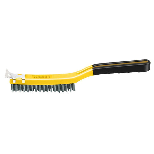 Allway 3 x 19 Soft Grip Stainless Wire Brush W/Scraper, Labelled