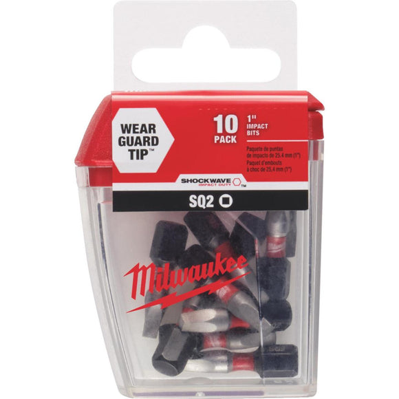 Milwaukee Shockwave #2 Square Recess 1 In. Insert Impact Screwdriver Bit (10-Pack)