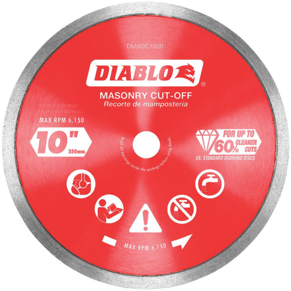 Diablo 10 In. Diamond Continuous Rim Dry/Wet Cut Diamond Blade