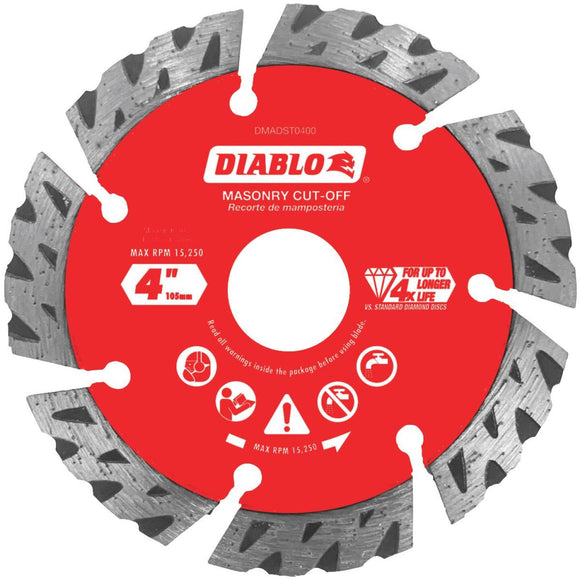 Diablo 4 In. Segmented Turbo Rim Dry/Wet Diamond Blade