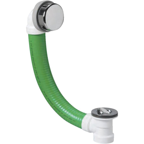 Maax Plastic Waste & Bath Drain with Flexible Hose and Polished Chrome Trim